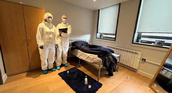 A crime scene simulation area