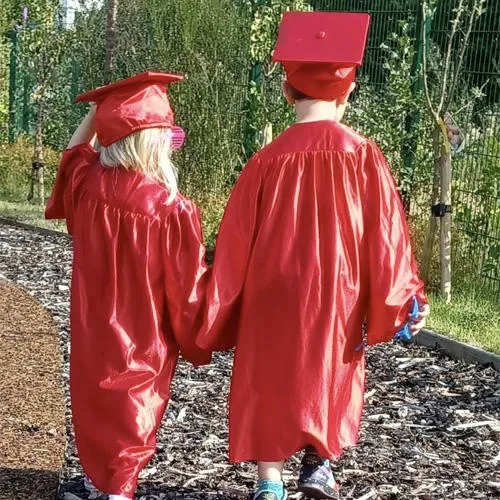 Children are walking outside