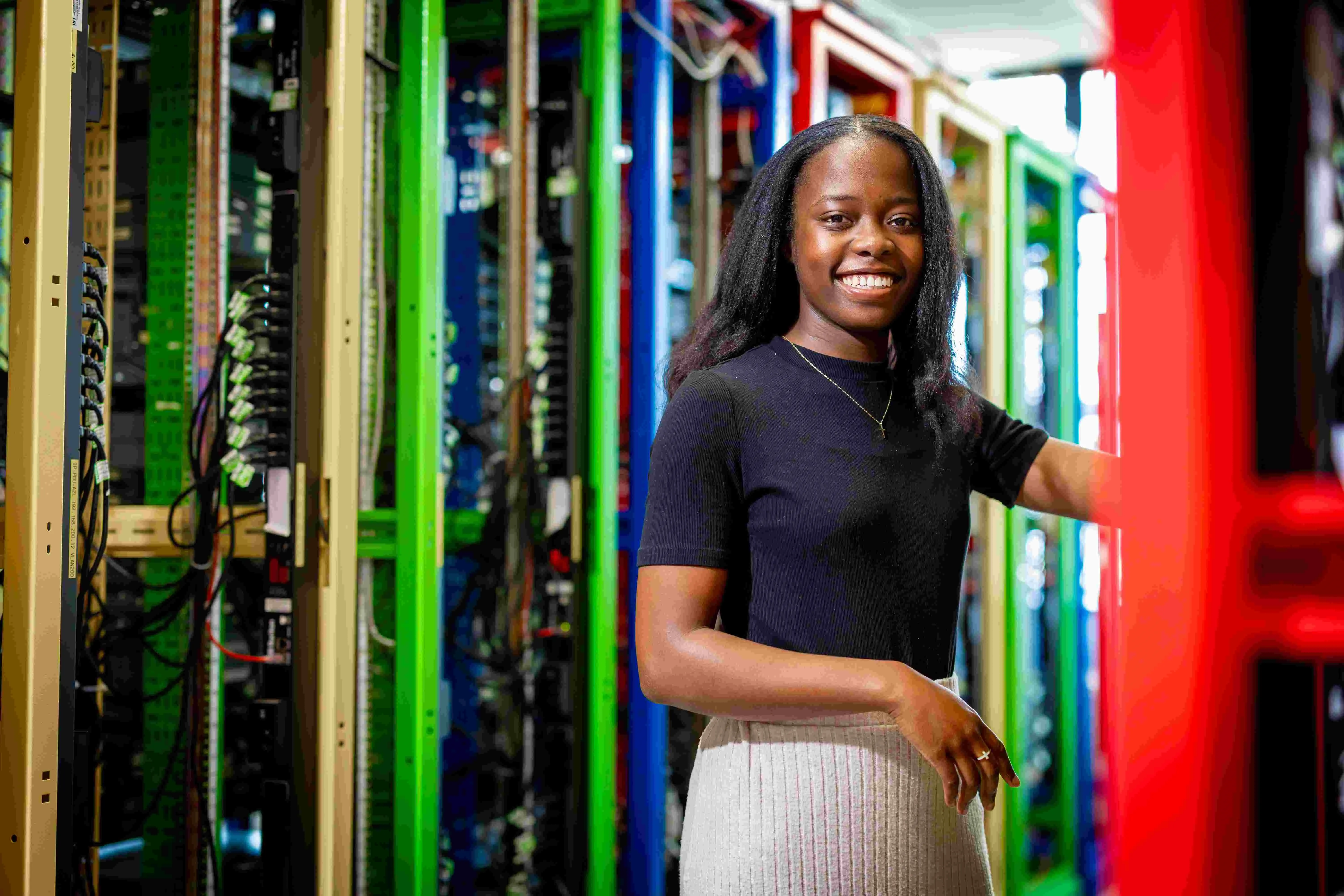 Photo of student in computing room