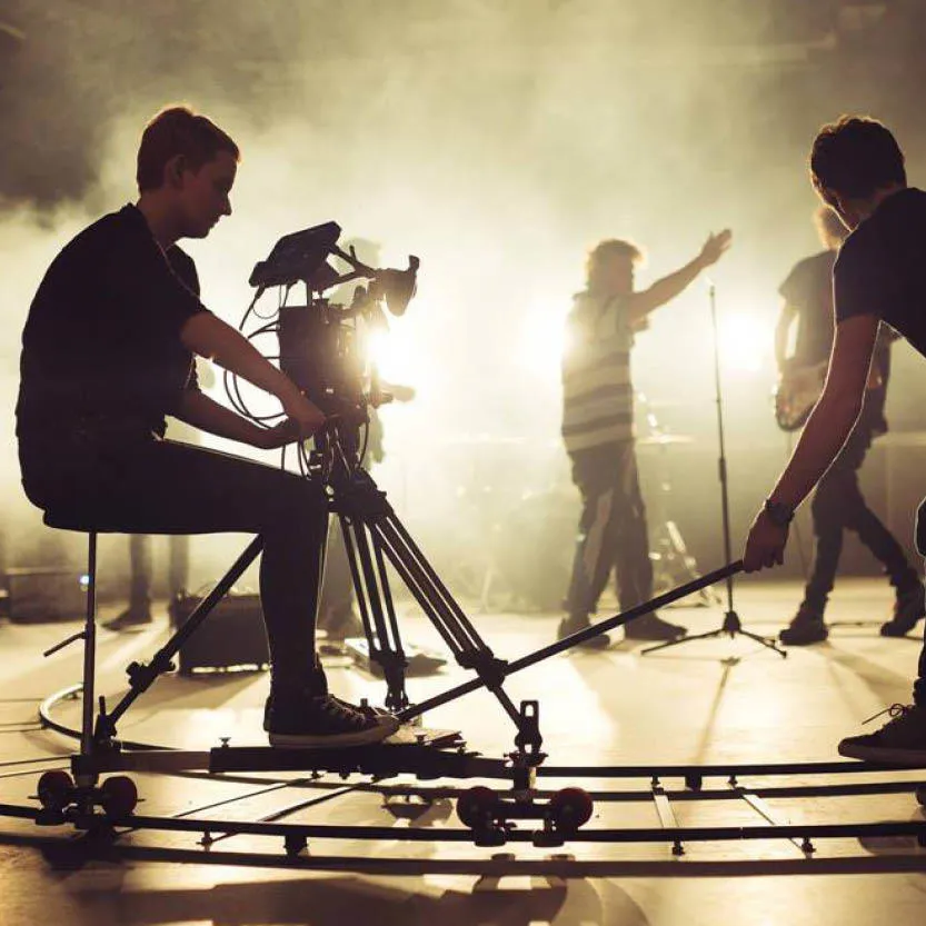 Filming a music video on location 