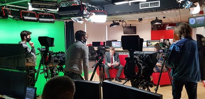 students using filming equipment