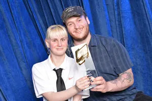 Ekaterina Trufanava and Darcy Wootton-Davies with their award