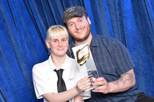 Ekaterina Trufanava and Darcy Wootton-Davies with their award