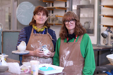 Kaytea Budd- Brophy with MA Ceramic student Ange Hull