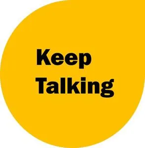 Keep talking text on a yellow circle