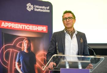 Professor Raheel Nawaz, Pro Vice-Chancellor at University of Staffordshire, at the Apprenticeships Conference in 2025