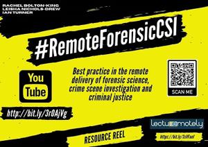 A yellow and black poster promoting the #RemoteForensicCSI project 