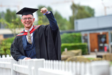 Rory Laudanski in his graduation cap and gown
