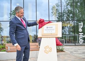 Major Levison Wood, Chancellor of the University of Staffordshire, unveiling the official plaque at the new Student Village.