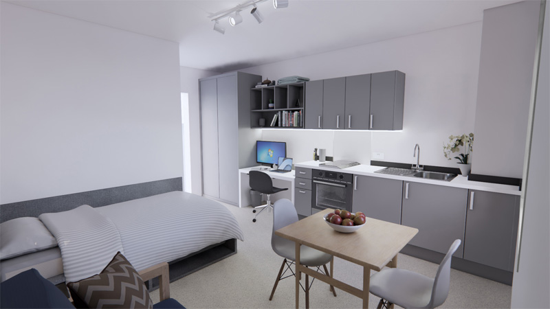 Artistic's impression of studio room with modern decor