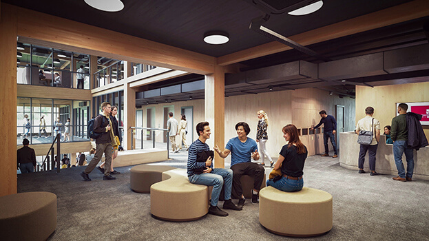 Artistic impression of the reception in the village hub